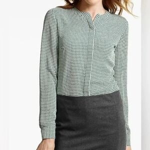 Talbots Women's Houndstooth Button Down Long Sleeve Blouse Burgundy Sz:Small EUC